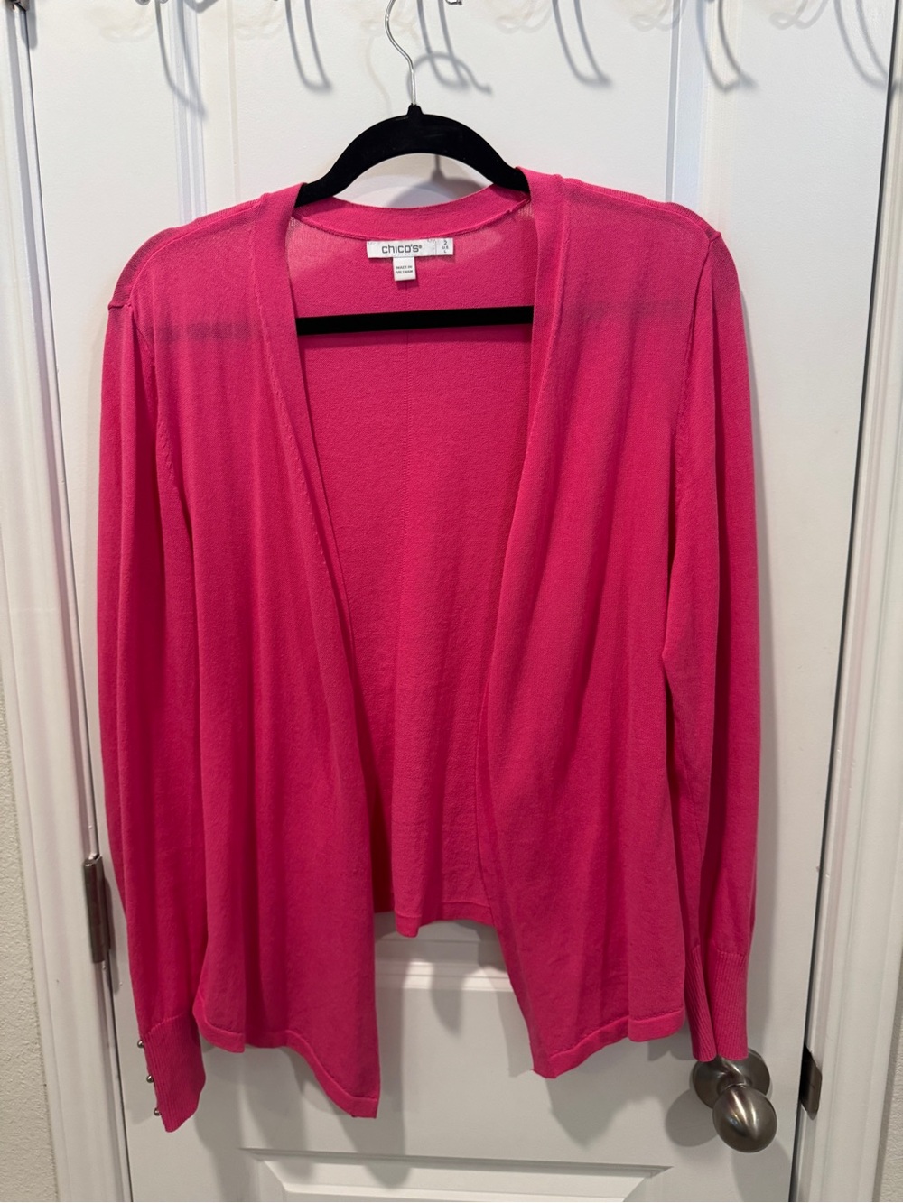 Chico's Hot Pink Open-Front Cardigan